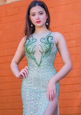 Green beaded dress for sale