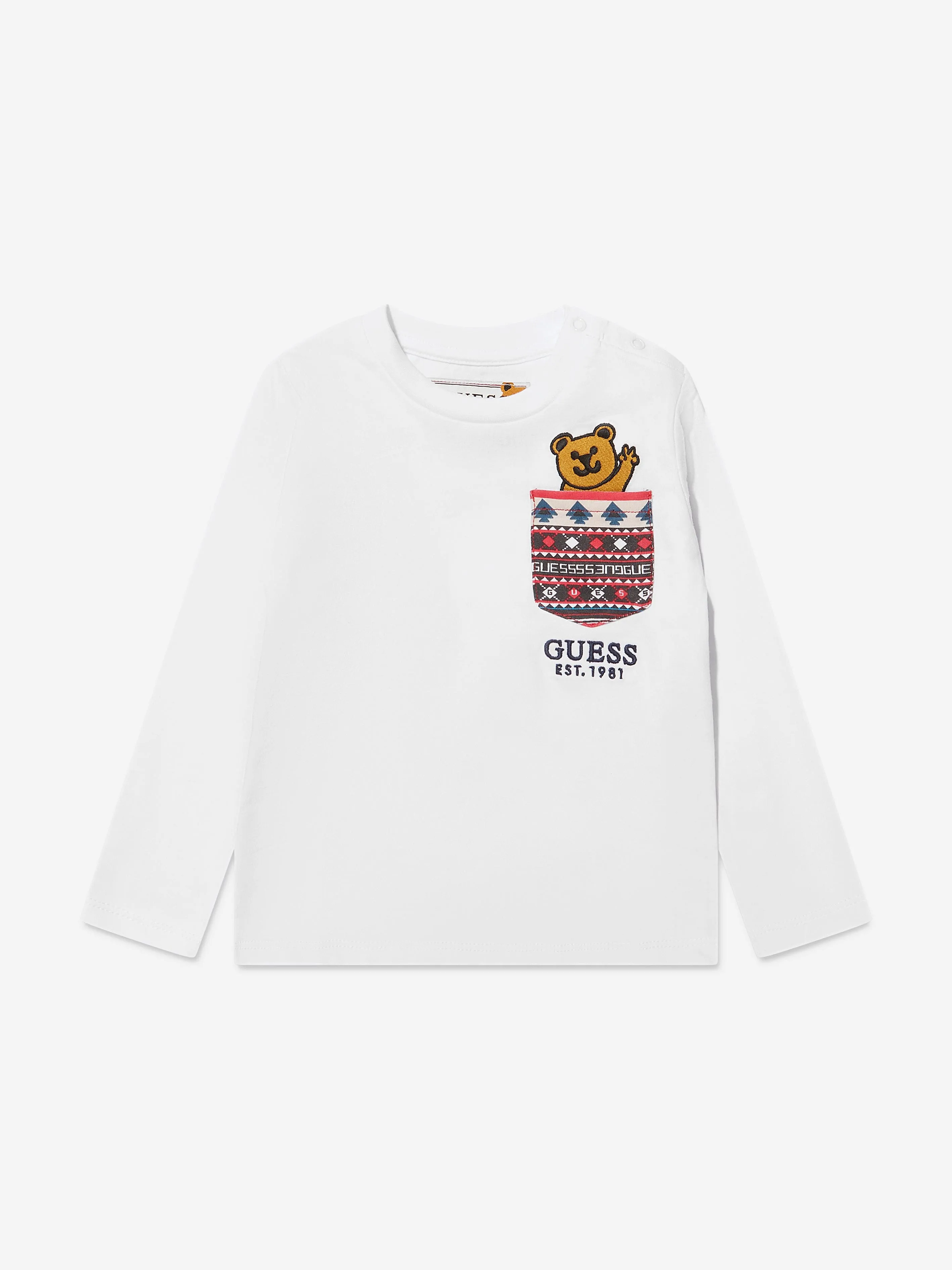 Guess Baby Boys Long Sleeve T-Shirt in White