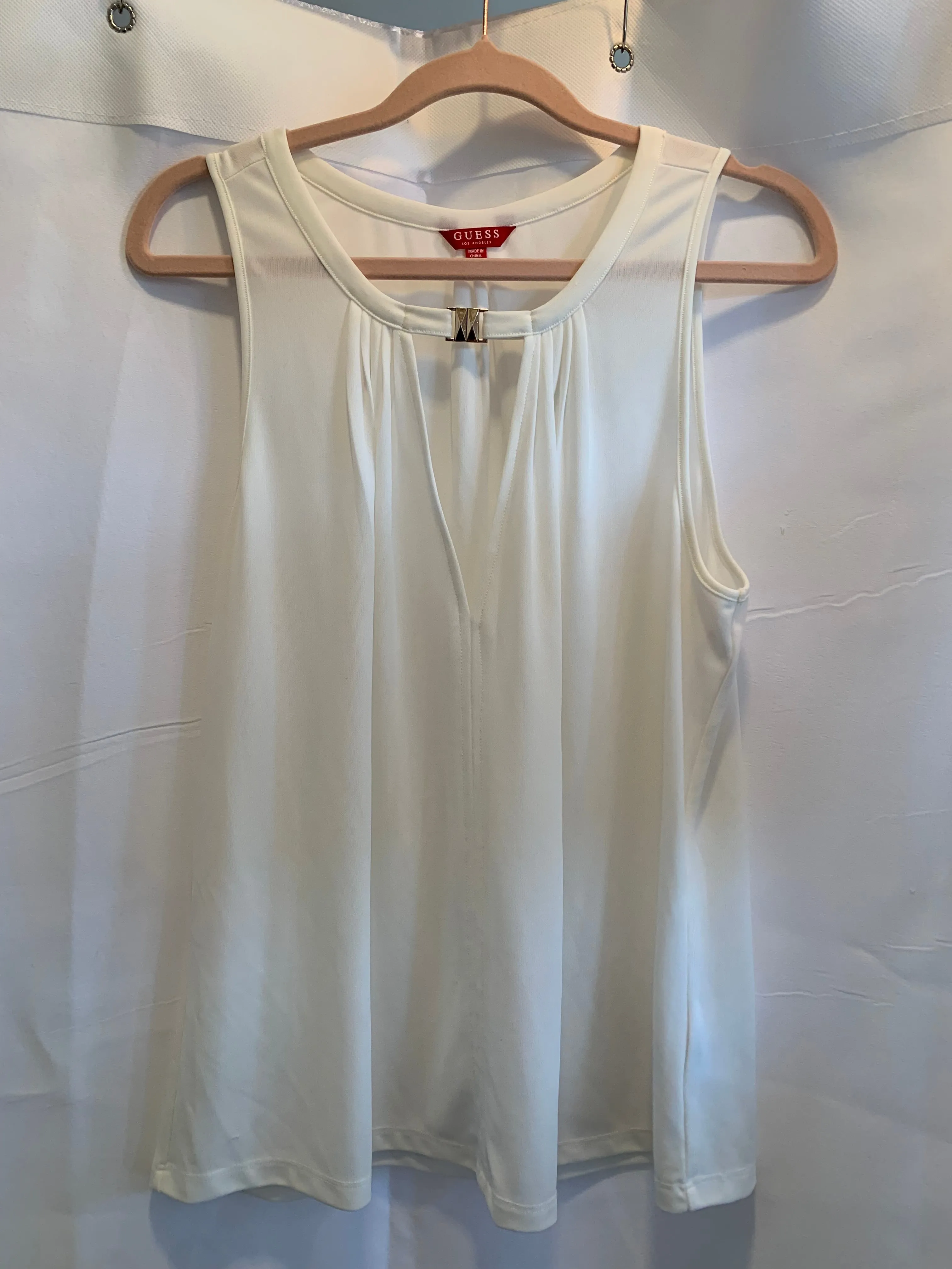 Guess White Sleeveless Blouse Sz Large