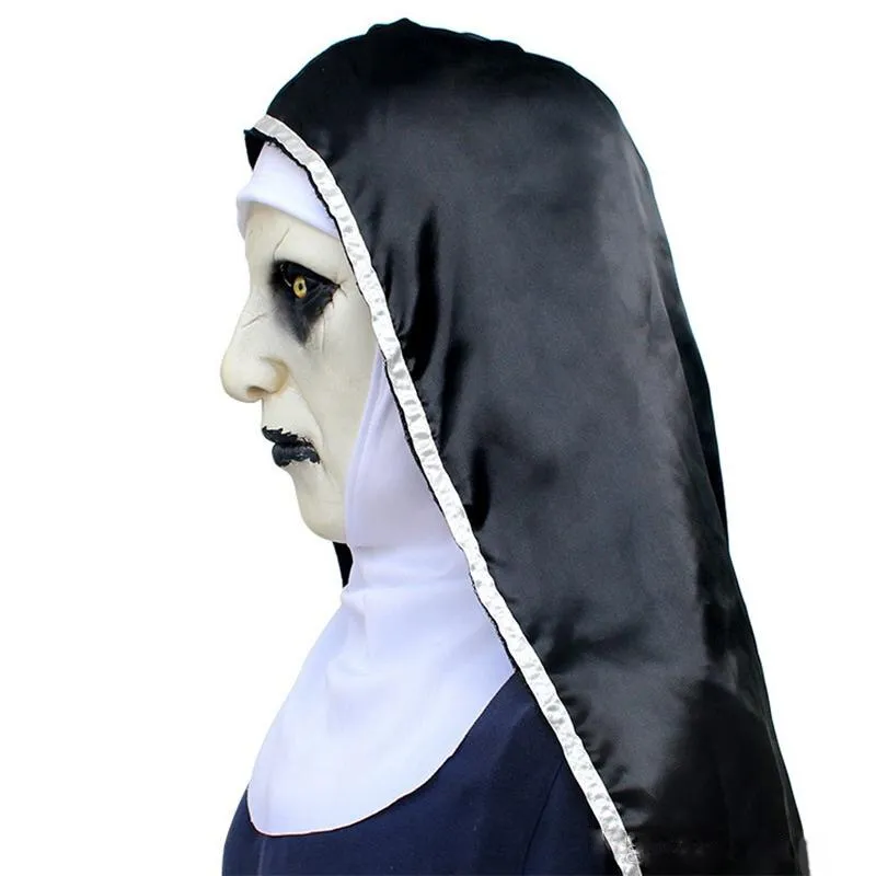 Halloween Nun Mask Horror Latex Masks Cosplay Mascarillas Valak Face Masques With Headpiece