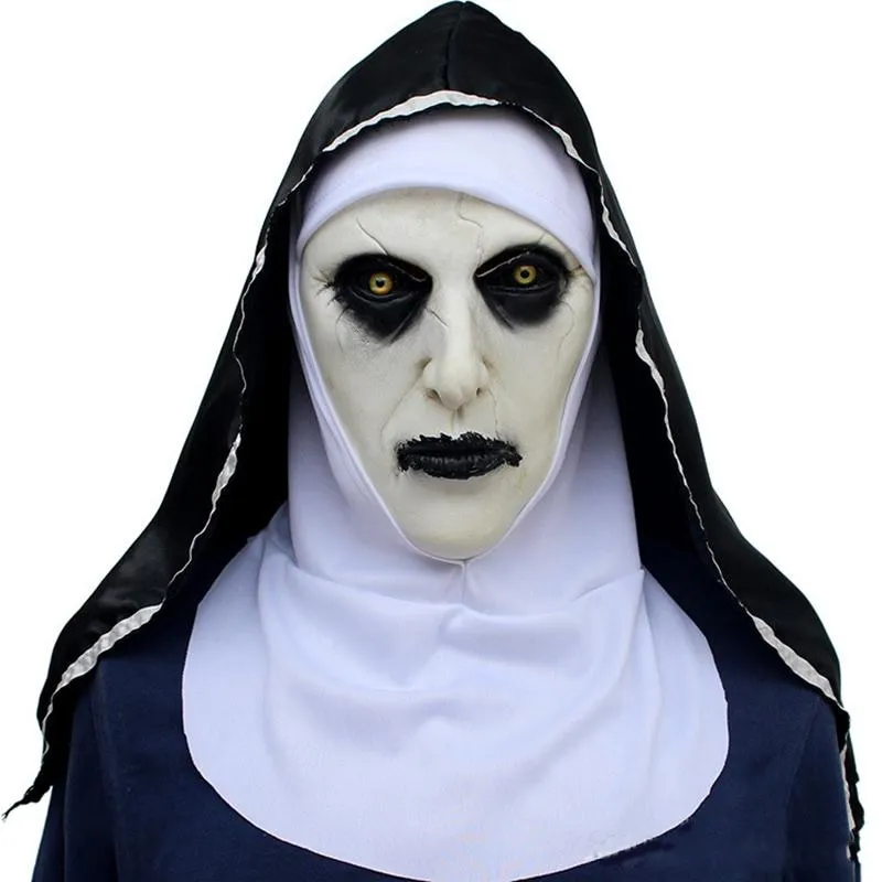 Halloween Nun Mask Horror Latex Masks Cosplay Mascarillas Valak Face Masques With Headpiece