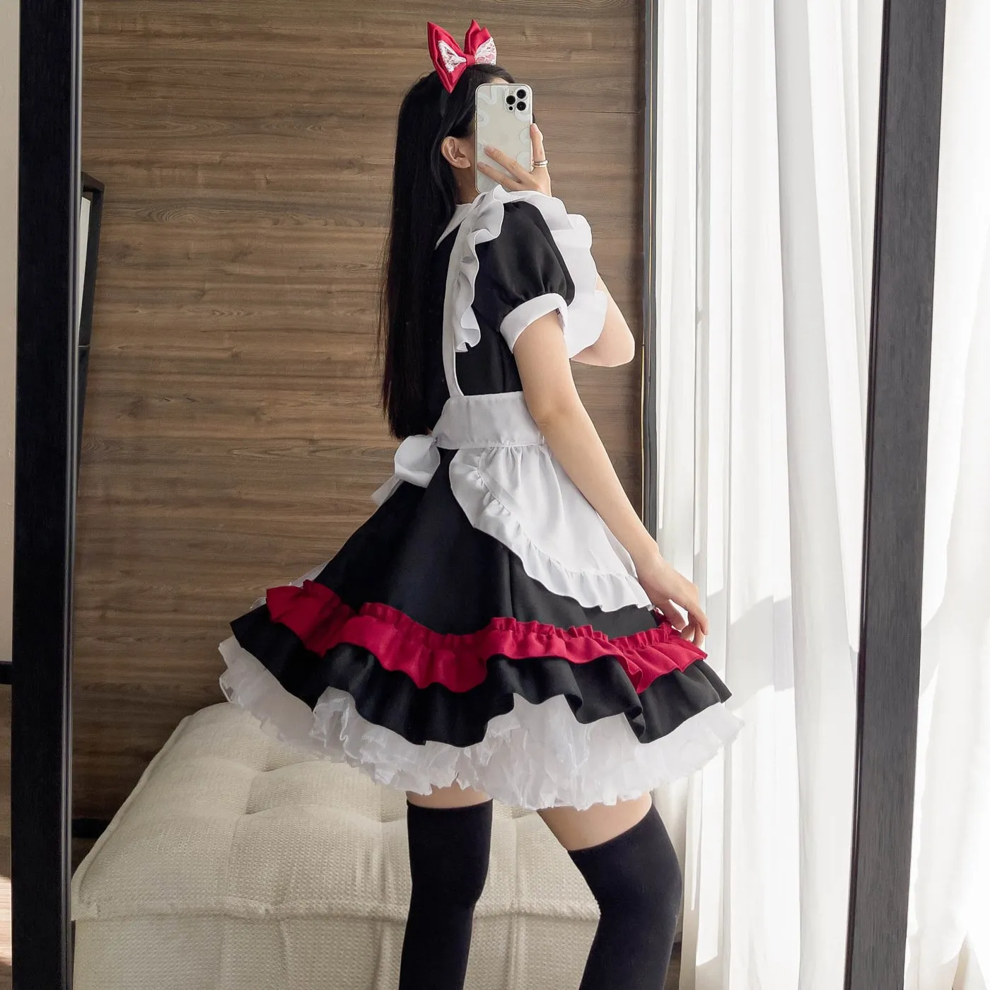 Halloween Vampire Deviruchi Maid Lolita Gothic Black Red Maid Cos Anime RPG