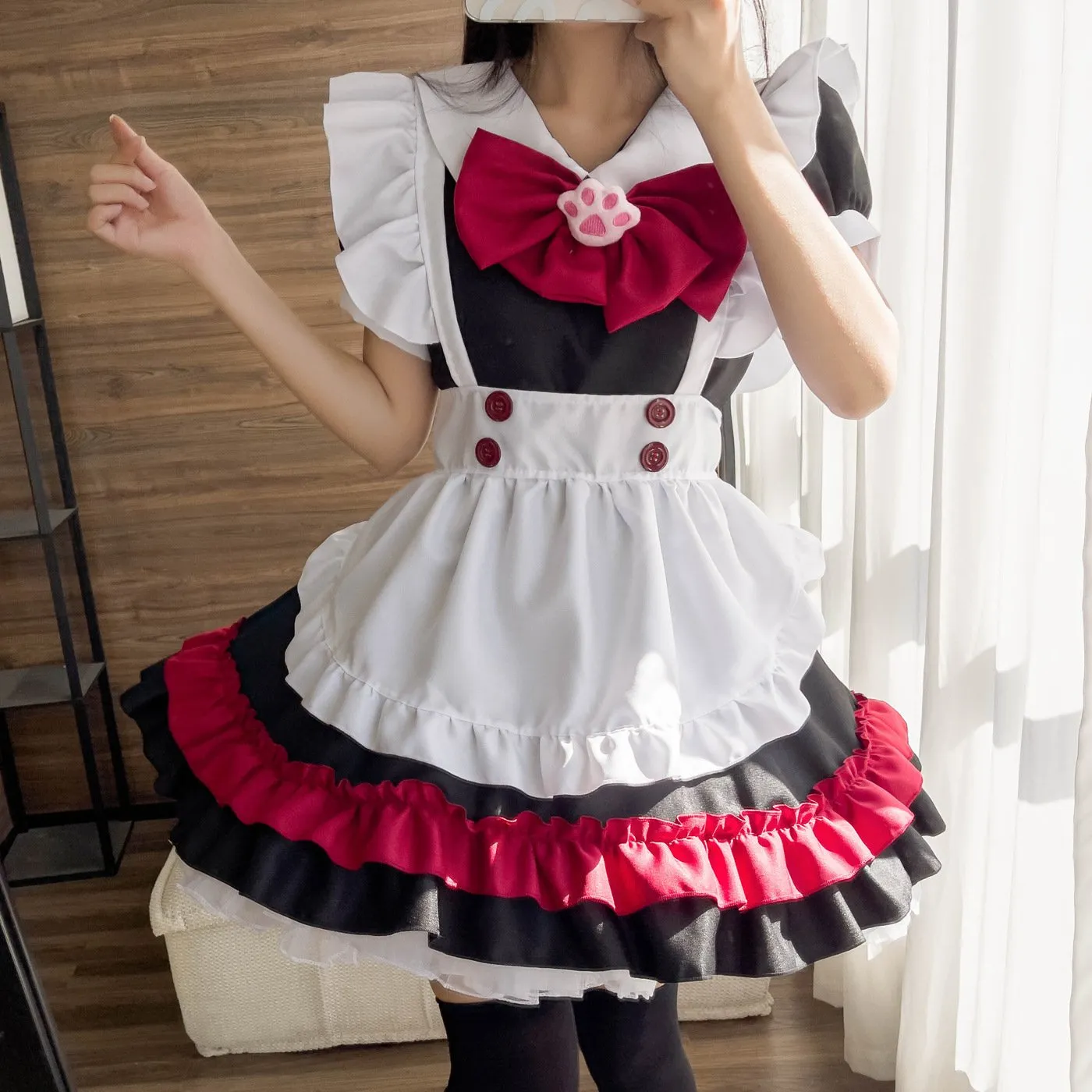 Halloween Vampire Deviruchi Maid Lolita Gothic Black Red Maid Cos Anime RPG