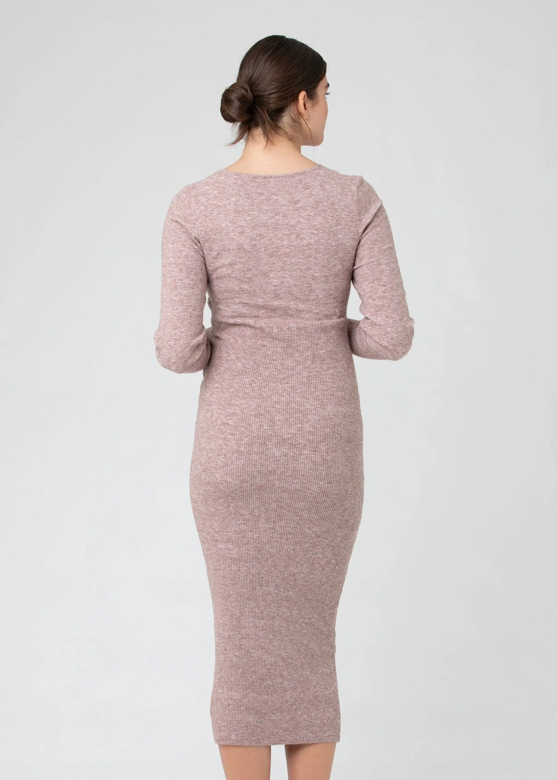 Heidi Nursing Knit Dress: Pink Marle