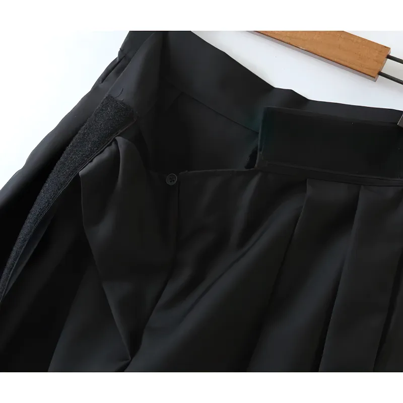 High Waist Black Pleated Women's Pants / Female Loose Fashion Trousers