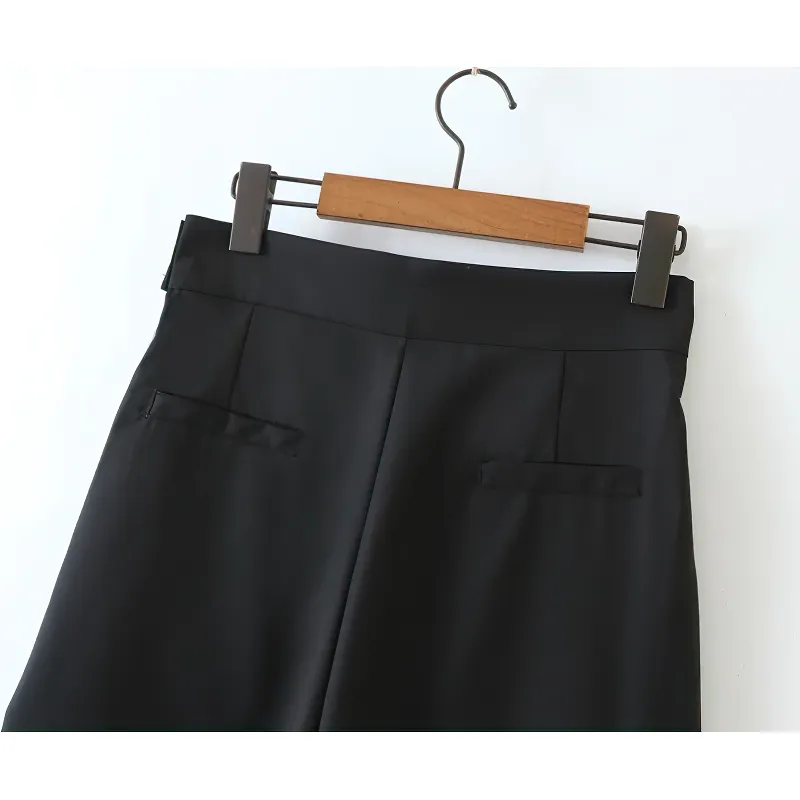 High Waist Black Pleated Women's Pants / Female Loose Fashion Trousers