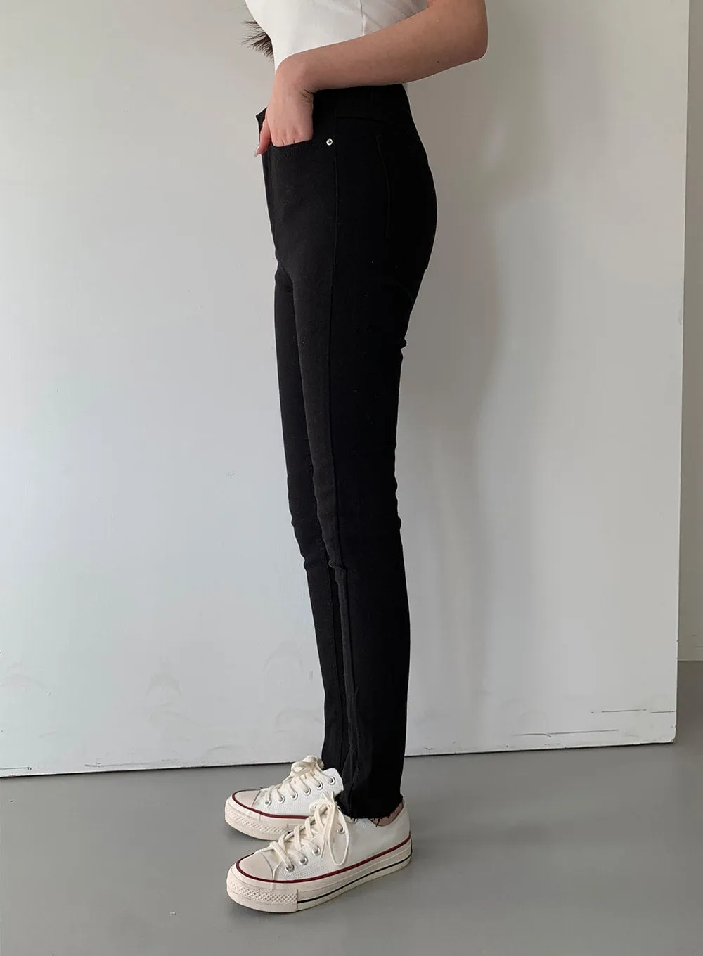 High Waist Cotton Skinny Pants J31