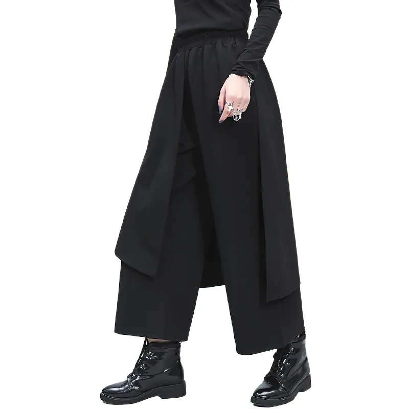 High Waist Elastic Fashion Women's Pants / Female Split Joint Long Trousers