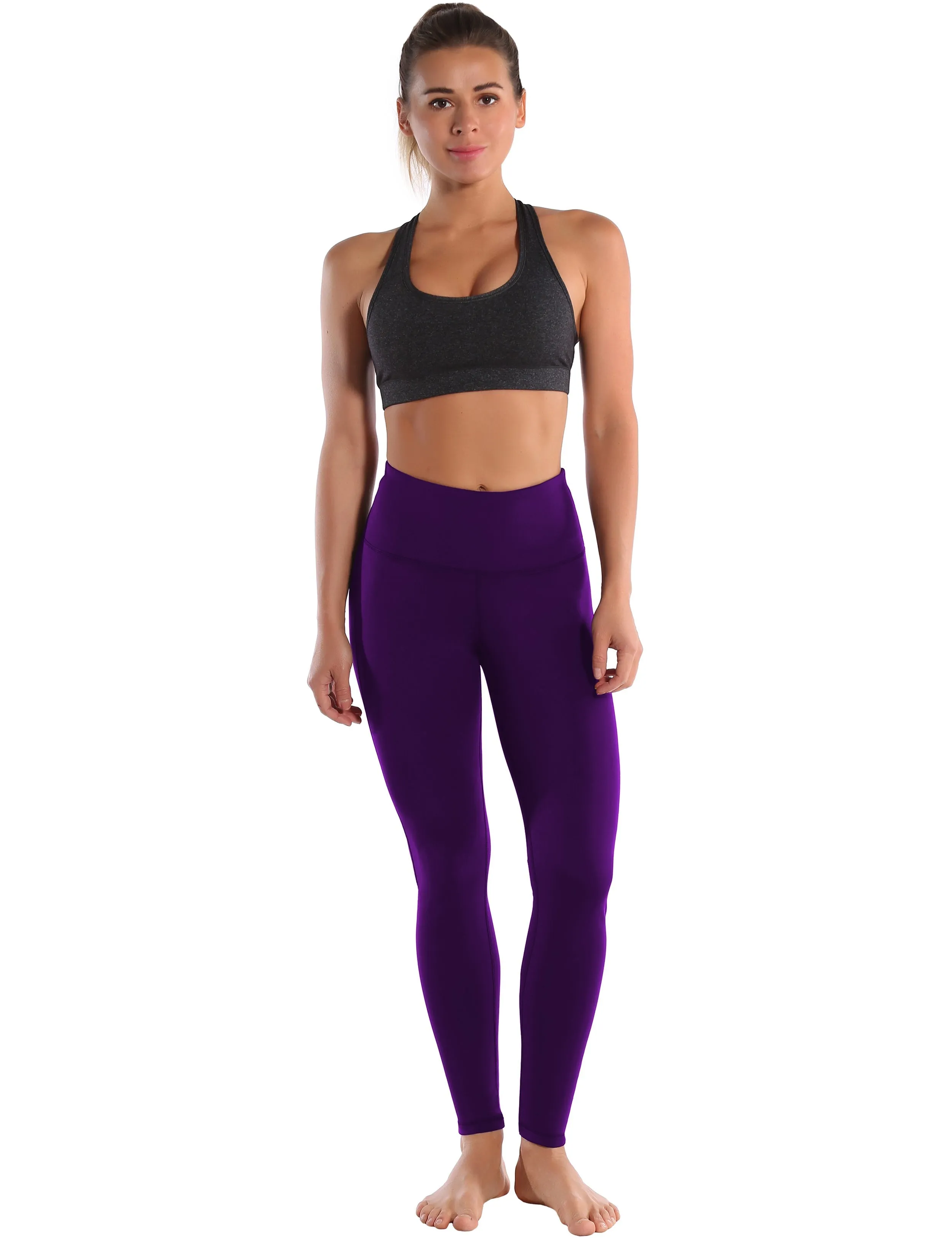 High Waist Side Line yogastudio Pants eggplantpurple_yogastudio