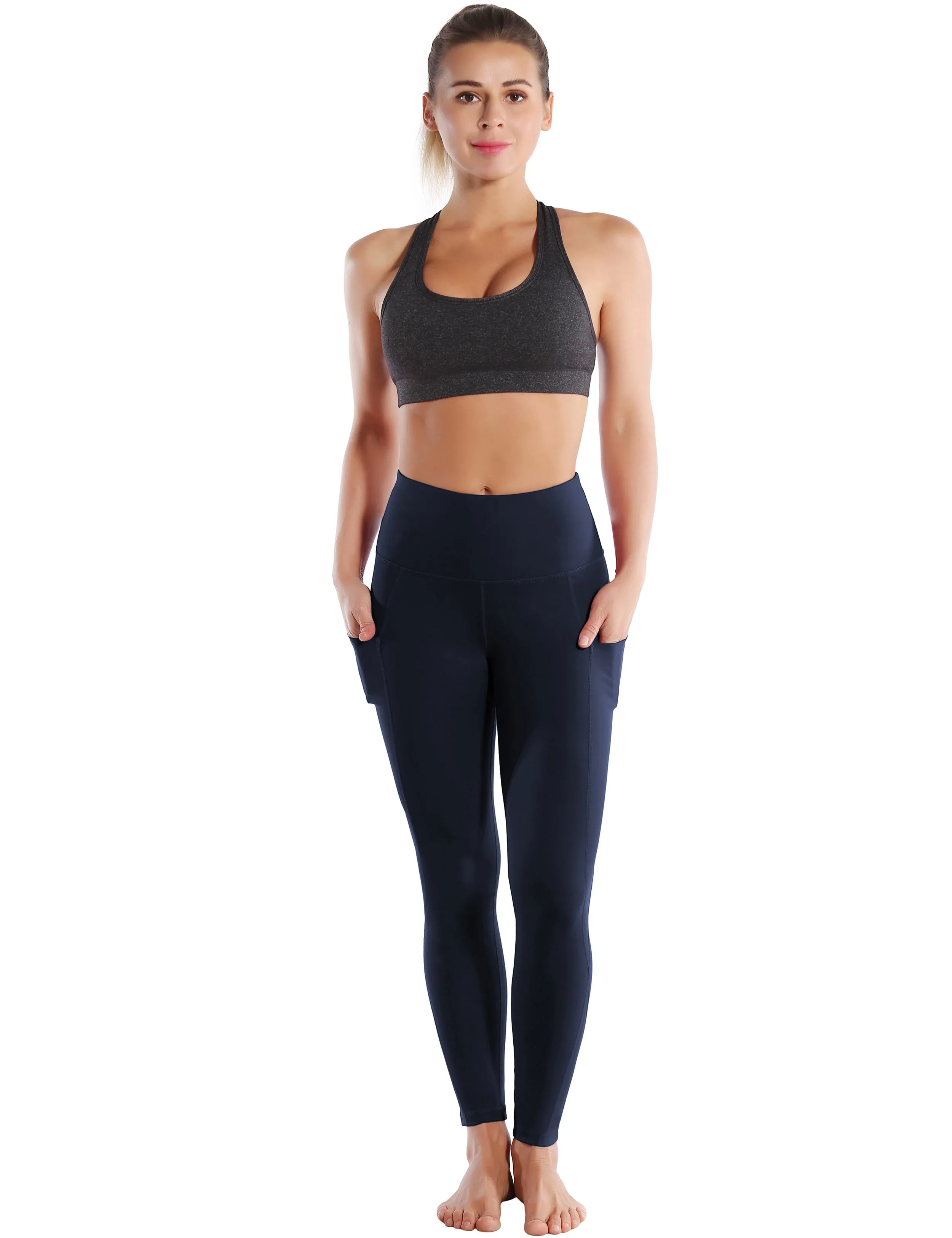 High Waist Side Pockets Yoga Pants navyblue_yoga