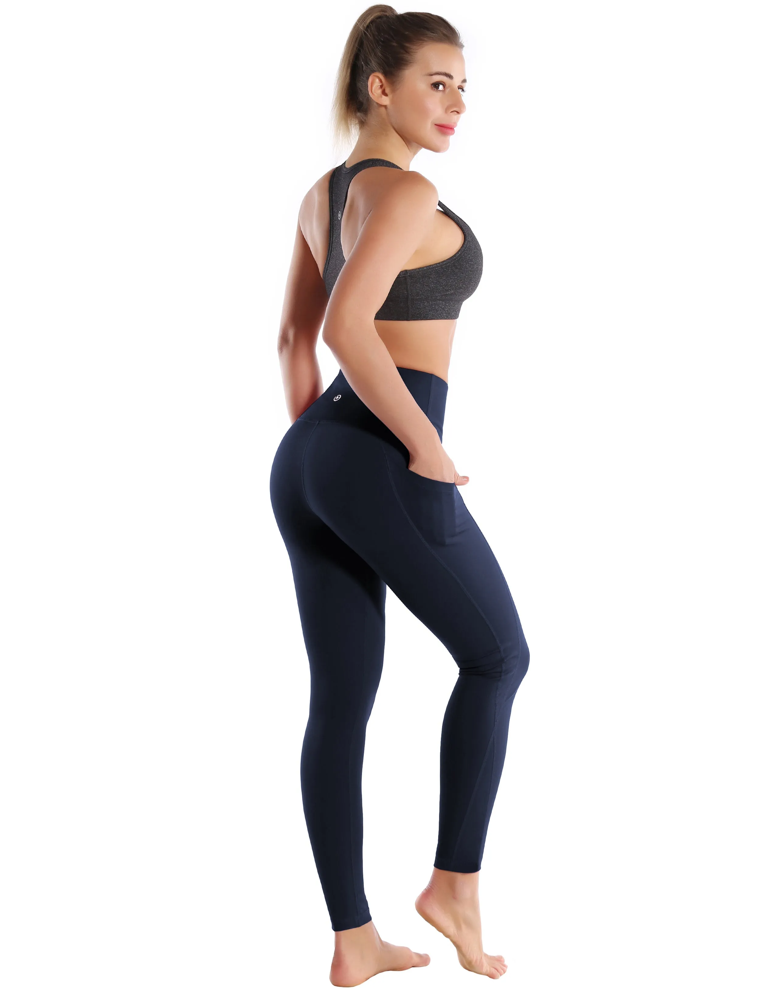 High Waist Side Pockets Yoga Pants navyblue_yoga