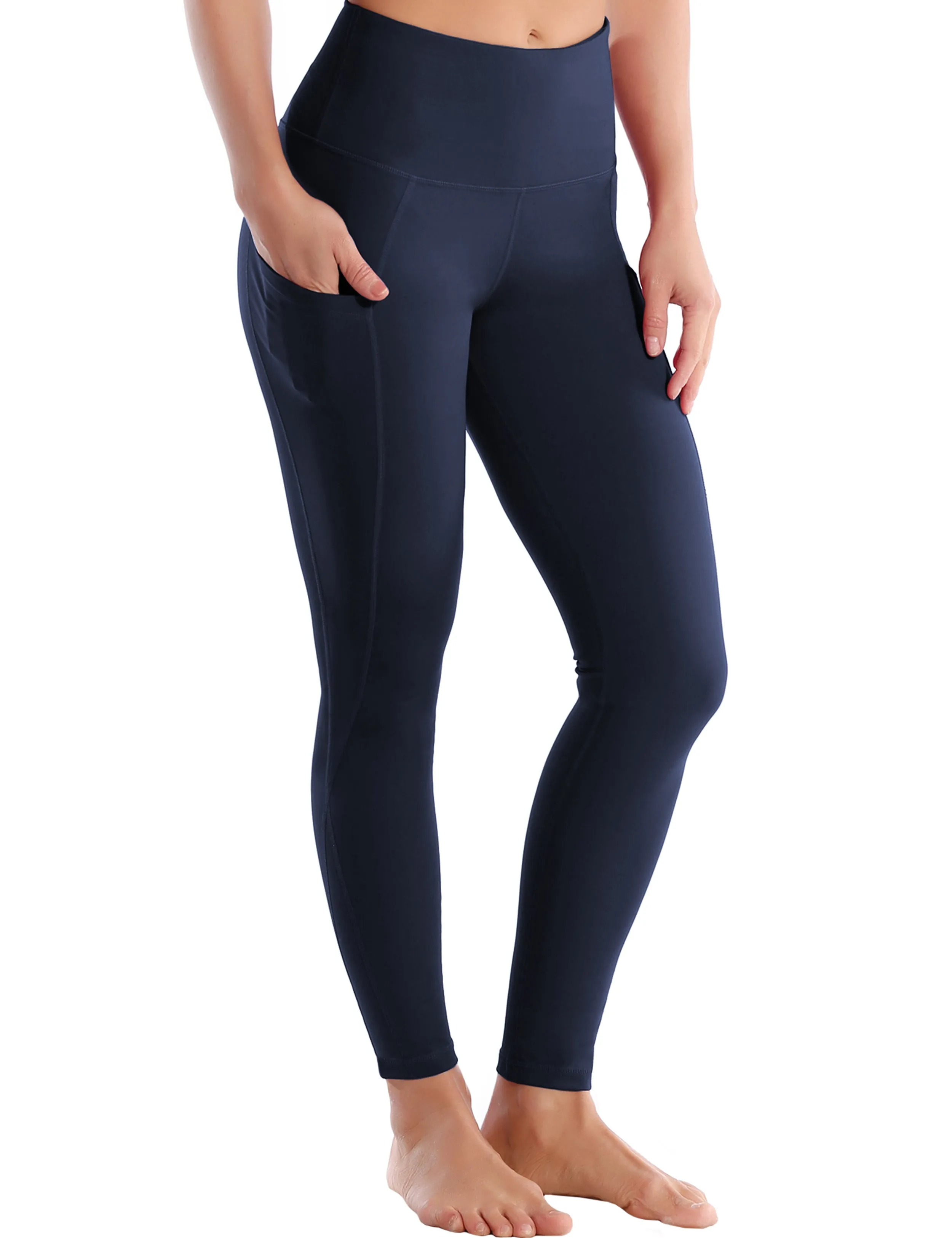 High Waist Side Pockets Yoga Pants navyblue_yoga