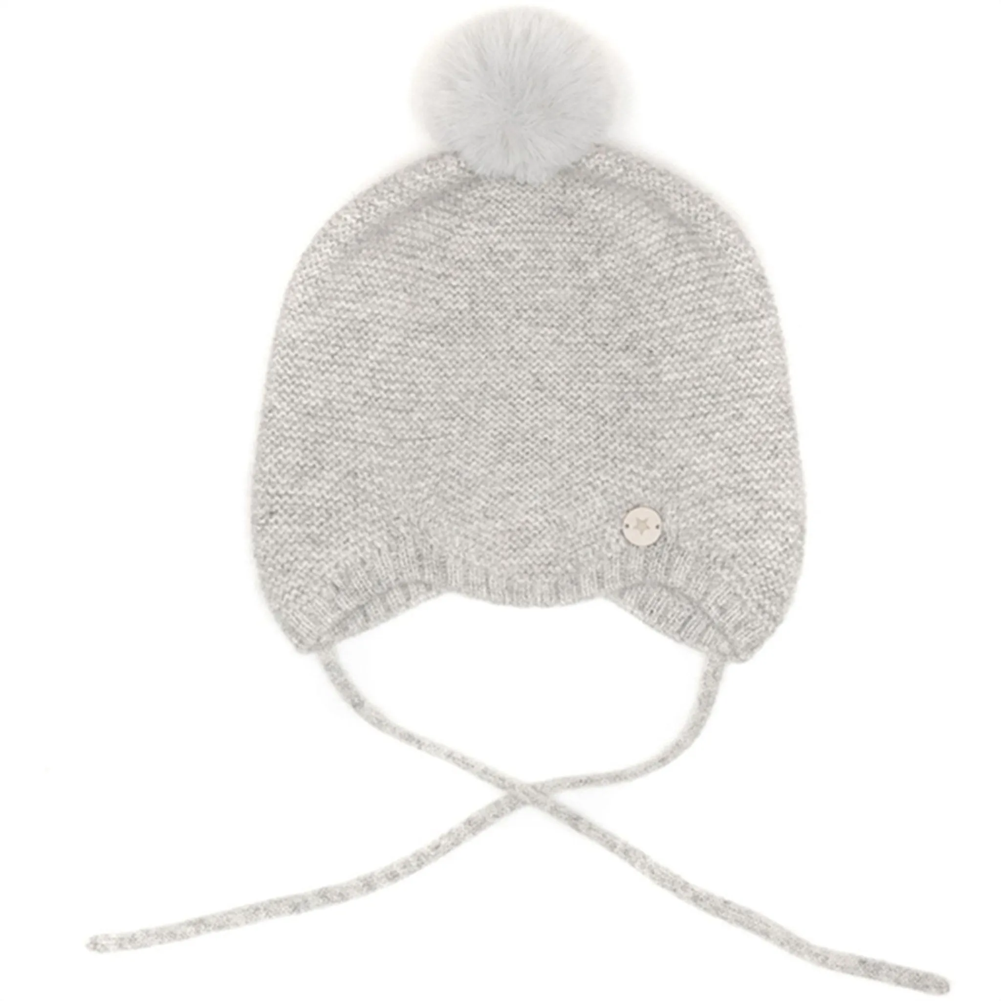 Huttelihut Bonnet Wool Knit w. Pompom Soft Cash Light Grey Melange