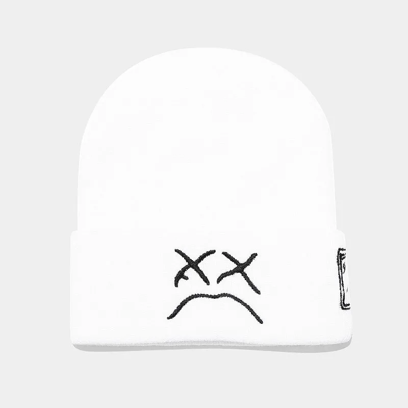 Ilooove - Sad Face Knitted Beanies Hat