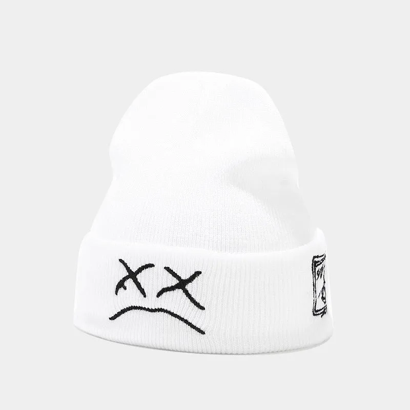 Ilooove - Sad Face Knitted Beanies Hat