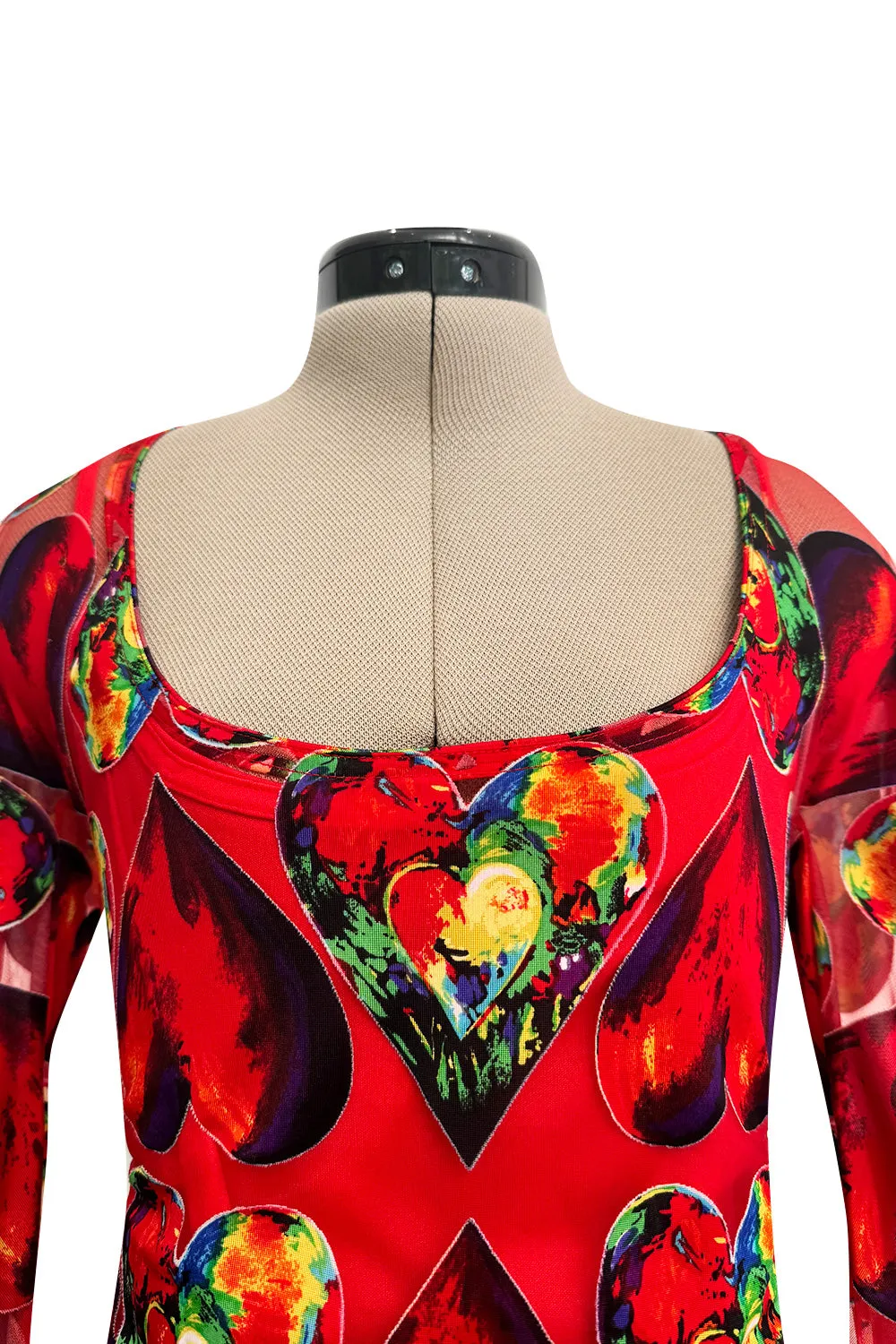 Important Spring 1997 Gianni Versace Well Documented Runway Dress w Heart Print by Jim Dine