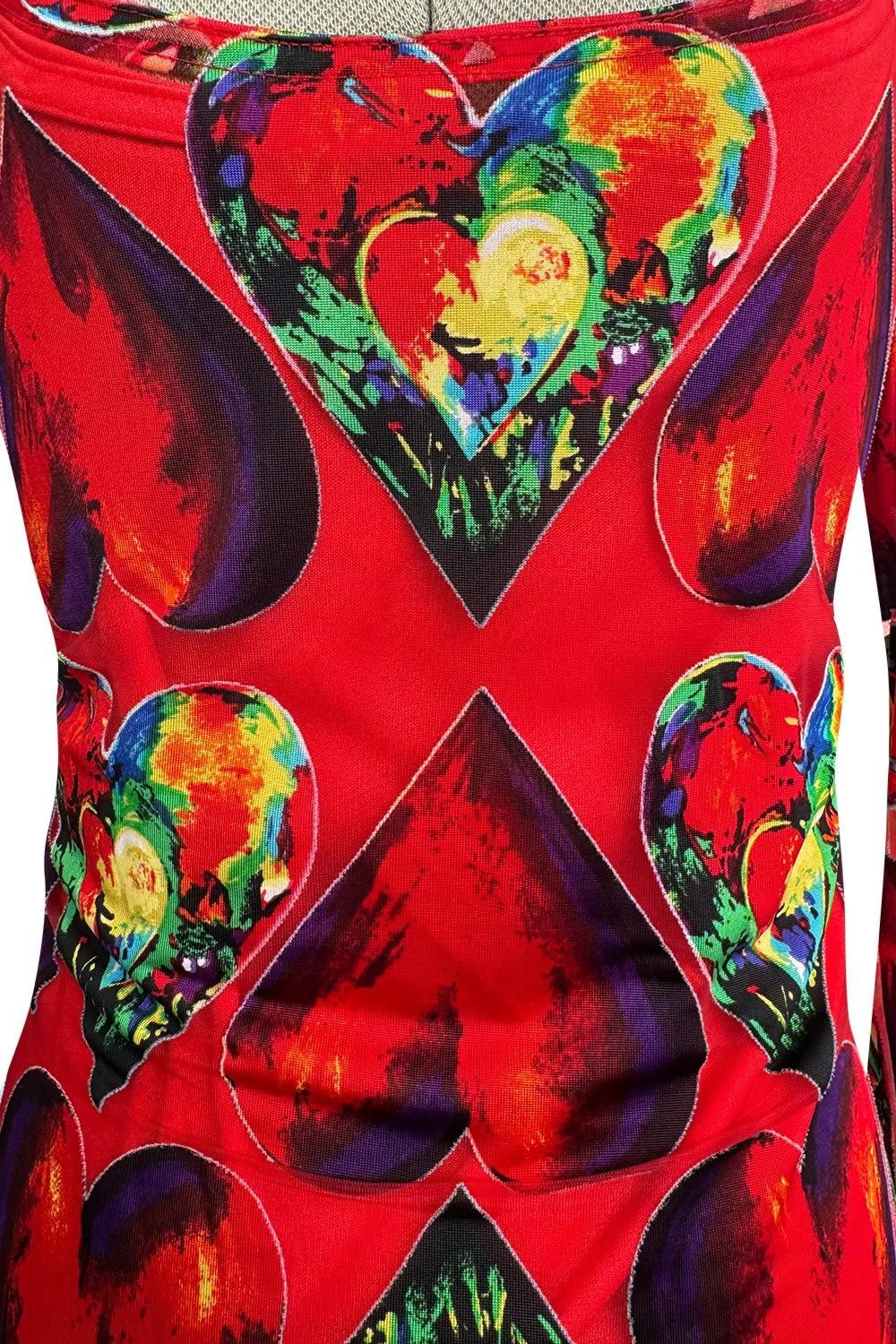 Important Spring 1997 Gianni Versace Well Documented Runway Dress w Heart Print by Jim Dine