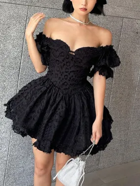 InsGoth Gothic Lolita Women's Summer Vintage High Waist Black Ball Gown Goth Puff Sleeve V-neck Gothic Dress