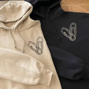 Intertwined Heart Paperclip Couple Hoodies - Custom Embroidered Sweatshirts For Couples