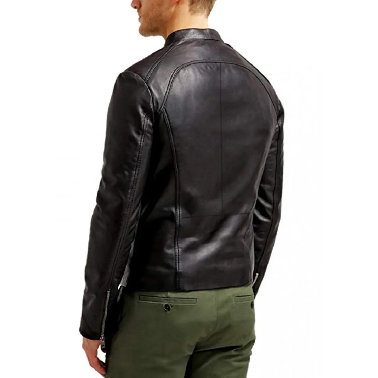 Jaxx Real Leather Biker Jacket In Black