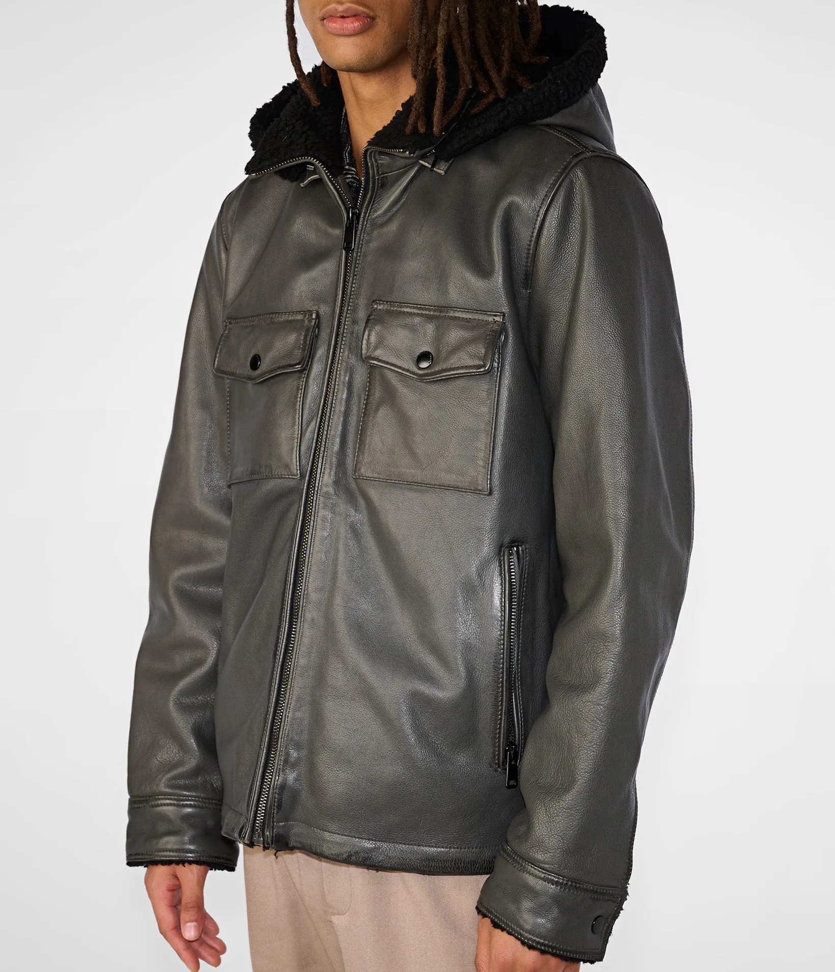 Joshua Shearling Jacket With Removable Hood