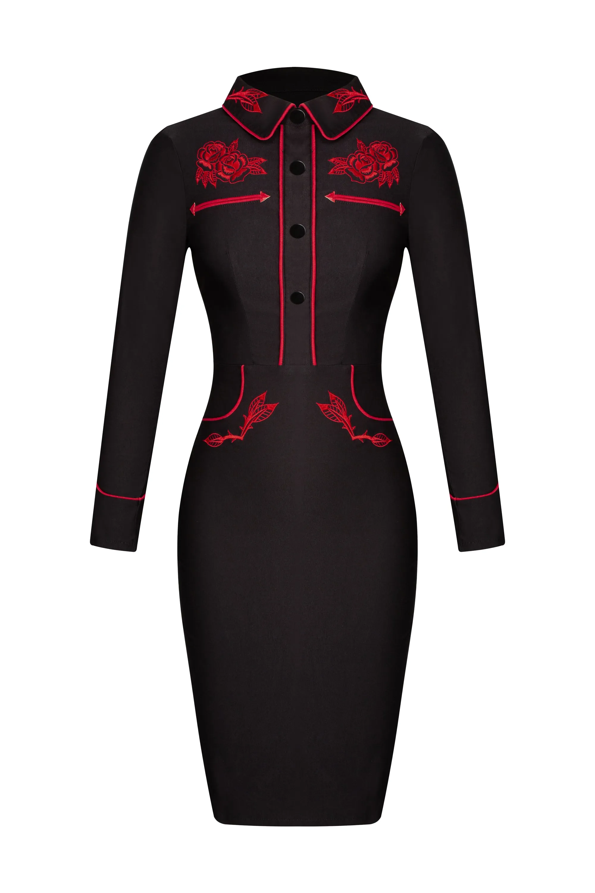 June Dress - Black/Red