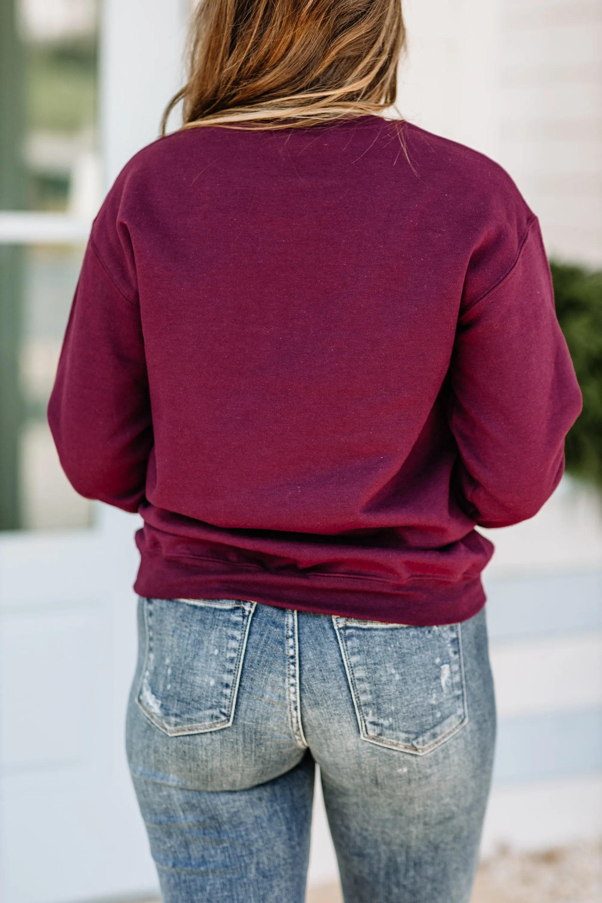 Just Wine Maroon Red Graphic Sweatshirt