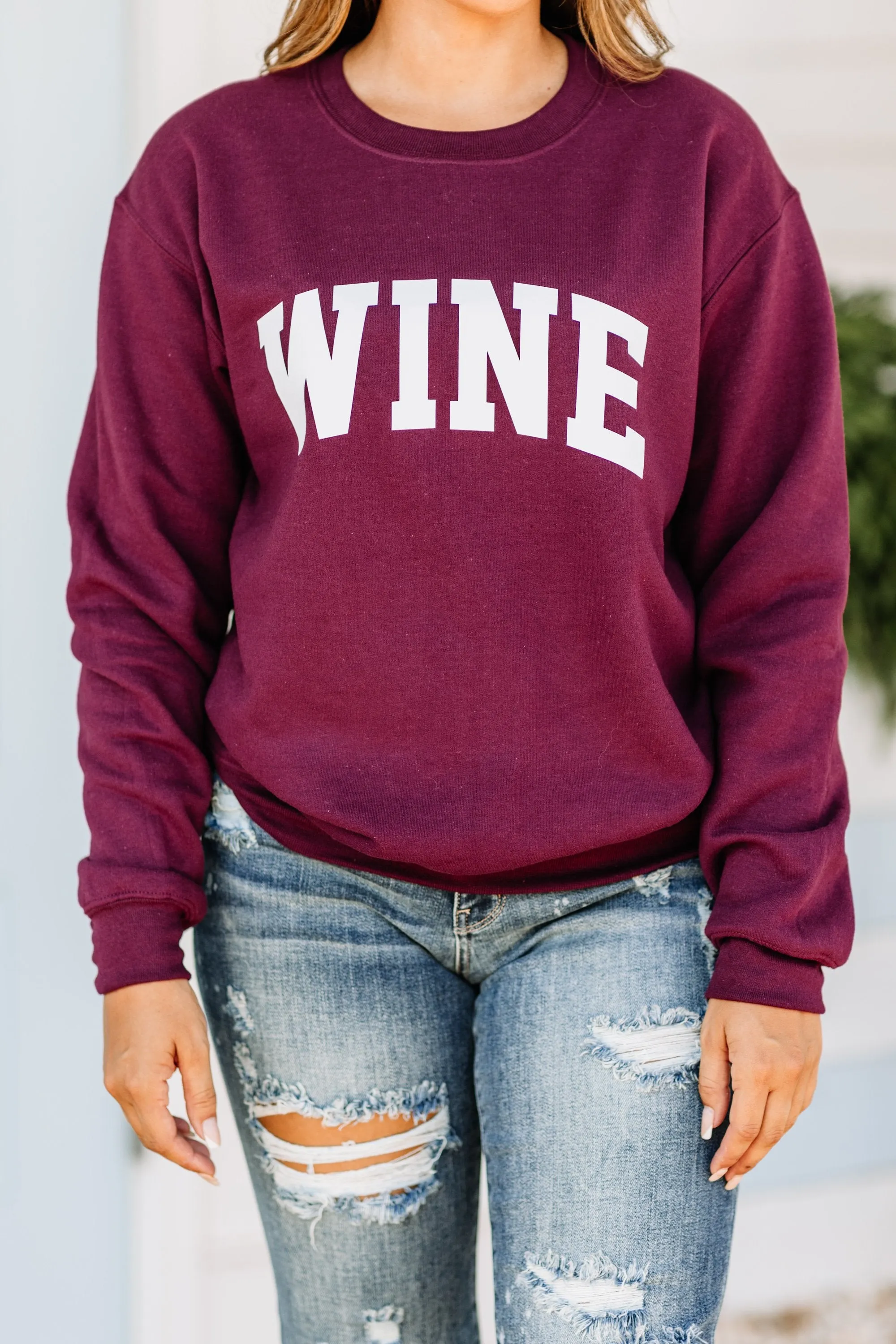 Just Wine Maroon Red Graphic Sweatshirt