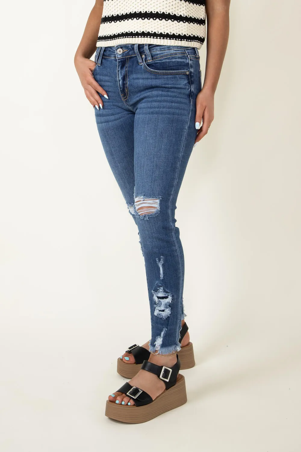 KanCan Trixie High Rise Distressed Skinny Jeans for Women | KC2516M