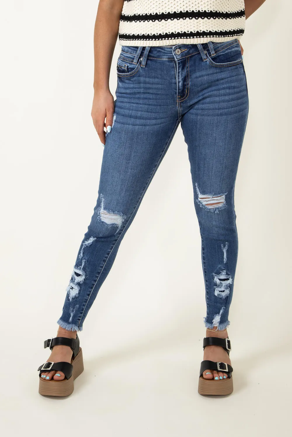 KanCan Trixie High Rise Distressed Skinny Jeans for Women | KC2516M