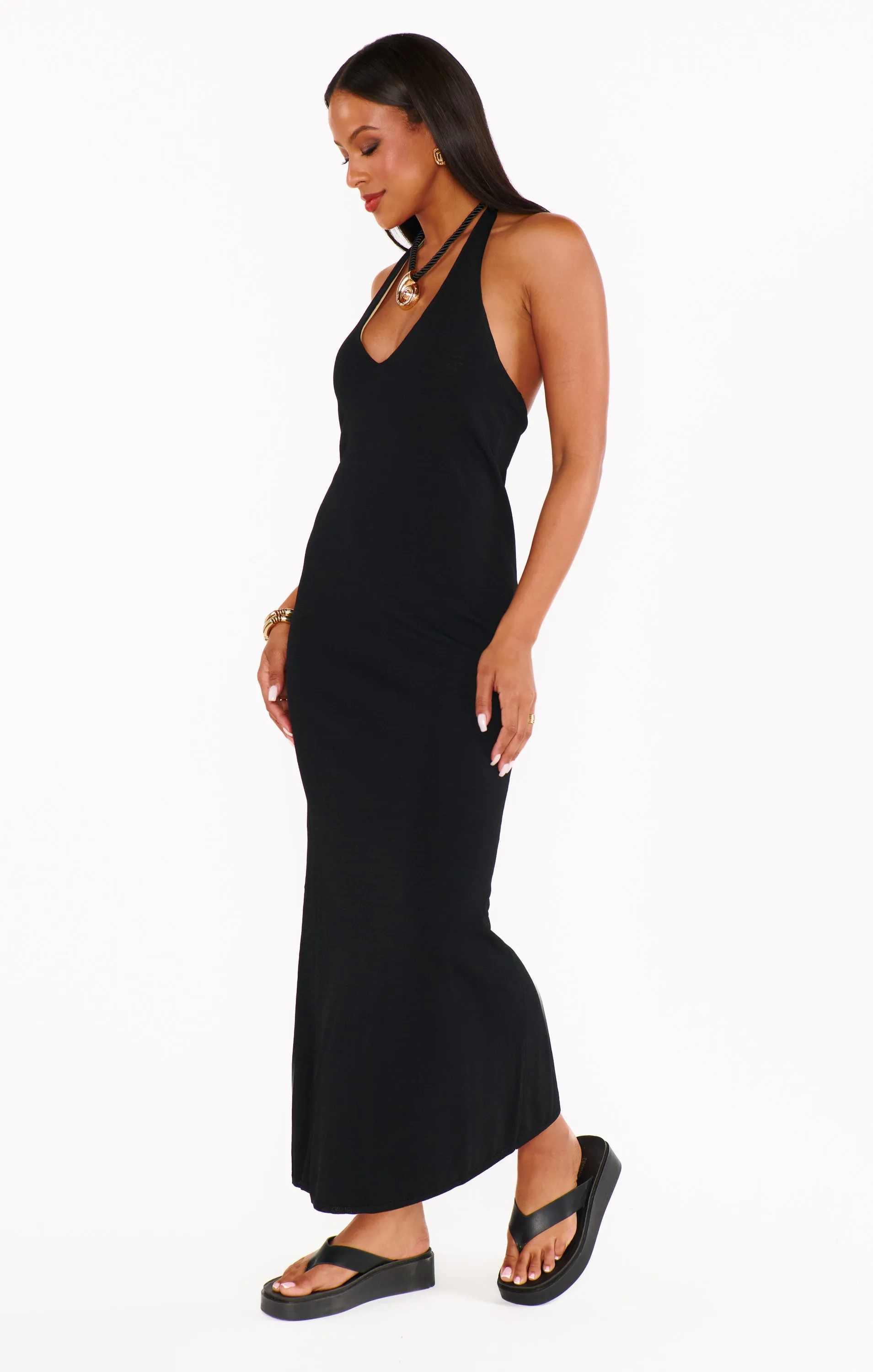 Kate Halter Dress ~ Black Knit