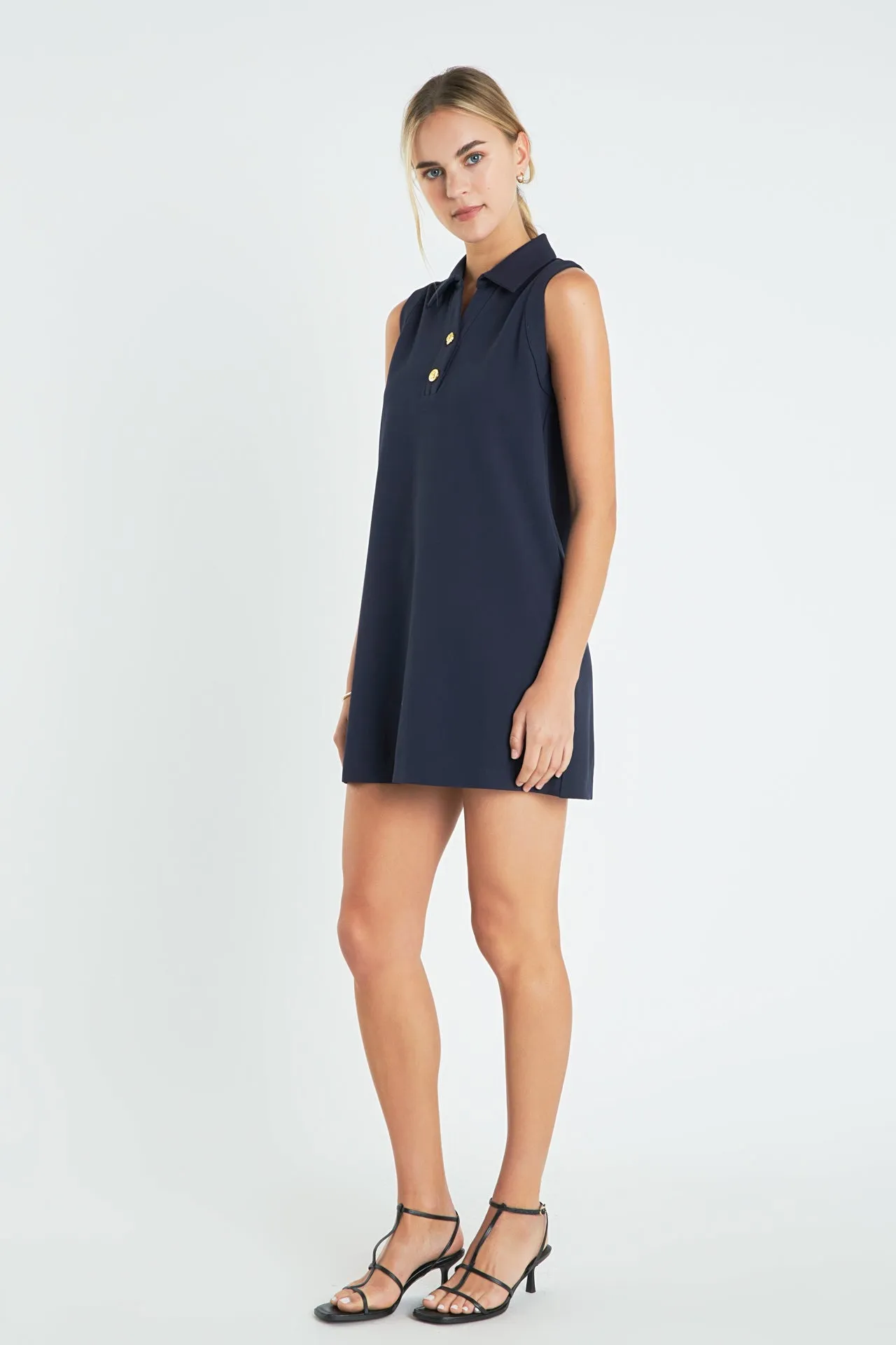 Knit Buttoned Collared Dress