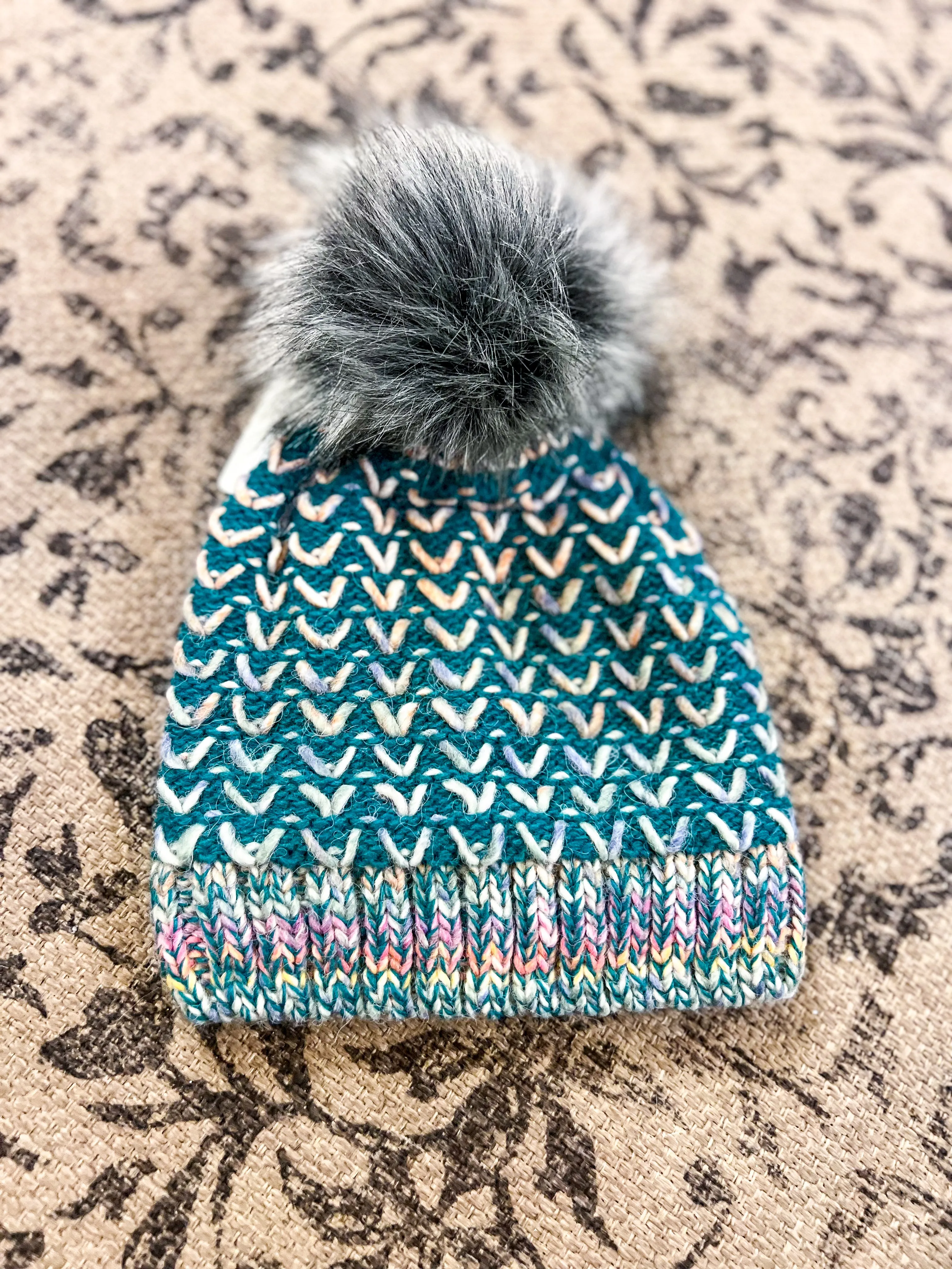 Knit Colorful POM Beanie