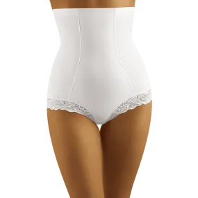 Ladies Comfortable White High Waist Control Pants With Sexy Lace Edging