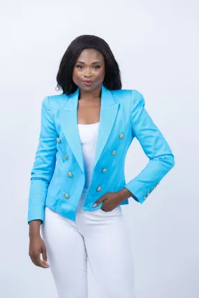 L'AGENCE Bethany Structured Blazer in Bright Aqua