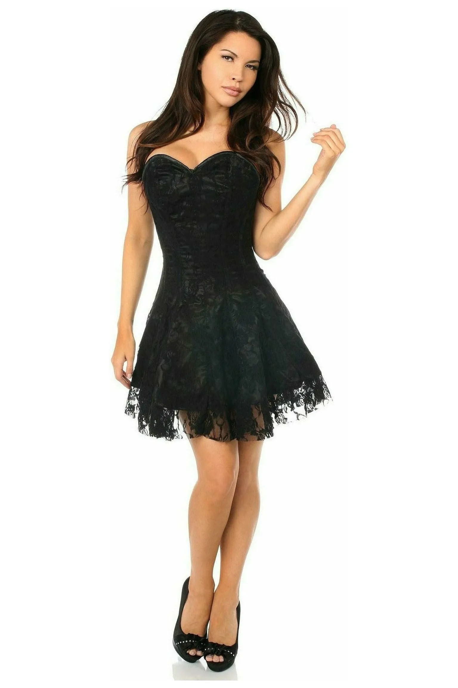 Lavish Black Lace Corset Dress