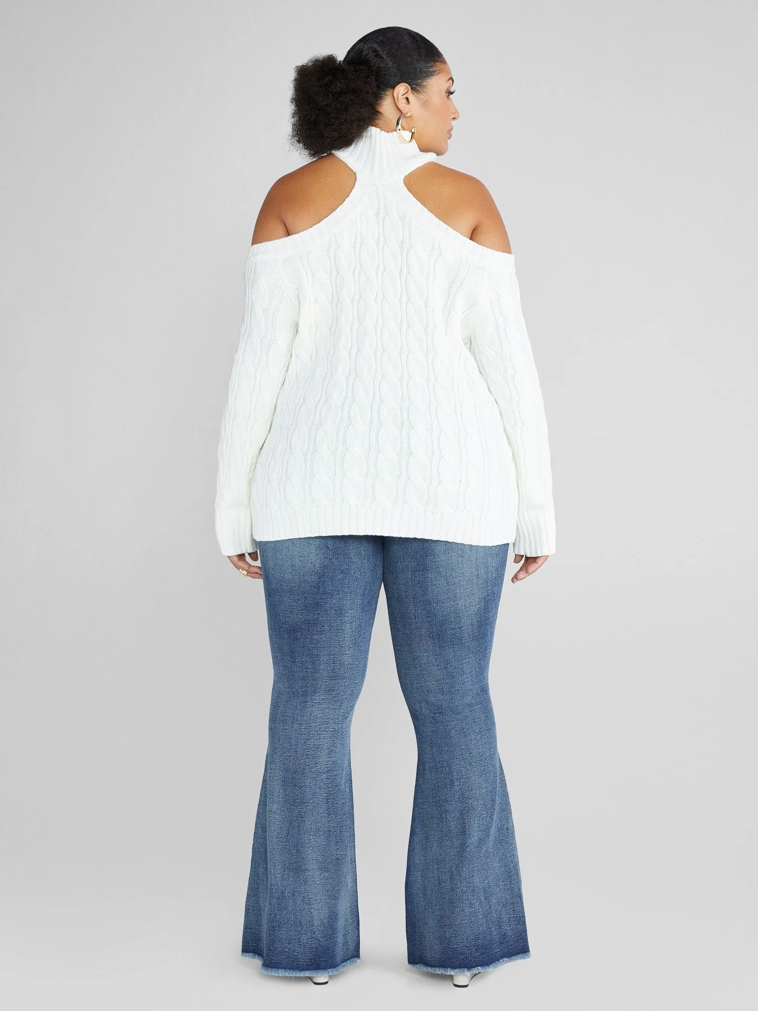 Leigh Cold Shoulder Cable Knit Sweater