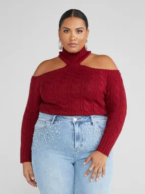 Leigh Cold Shoulder Cable Knit Sweater