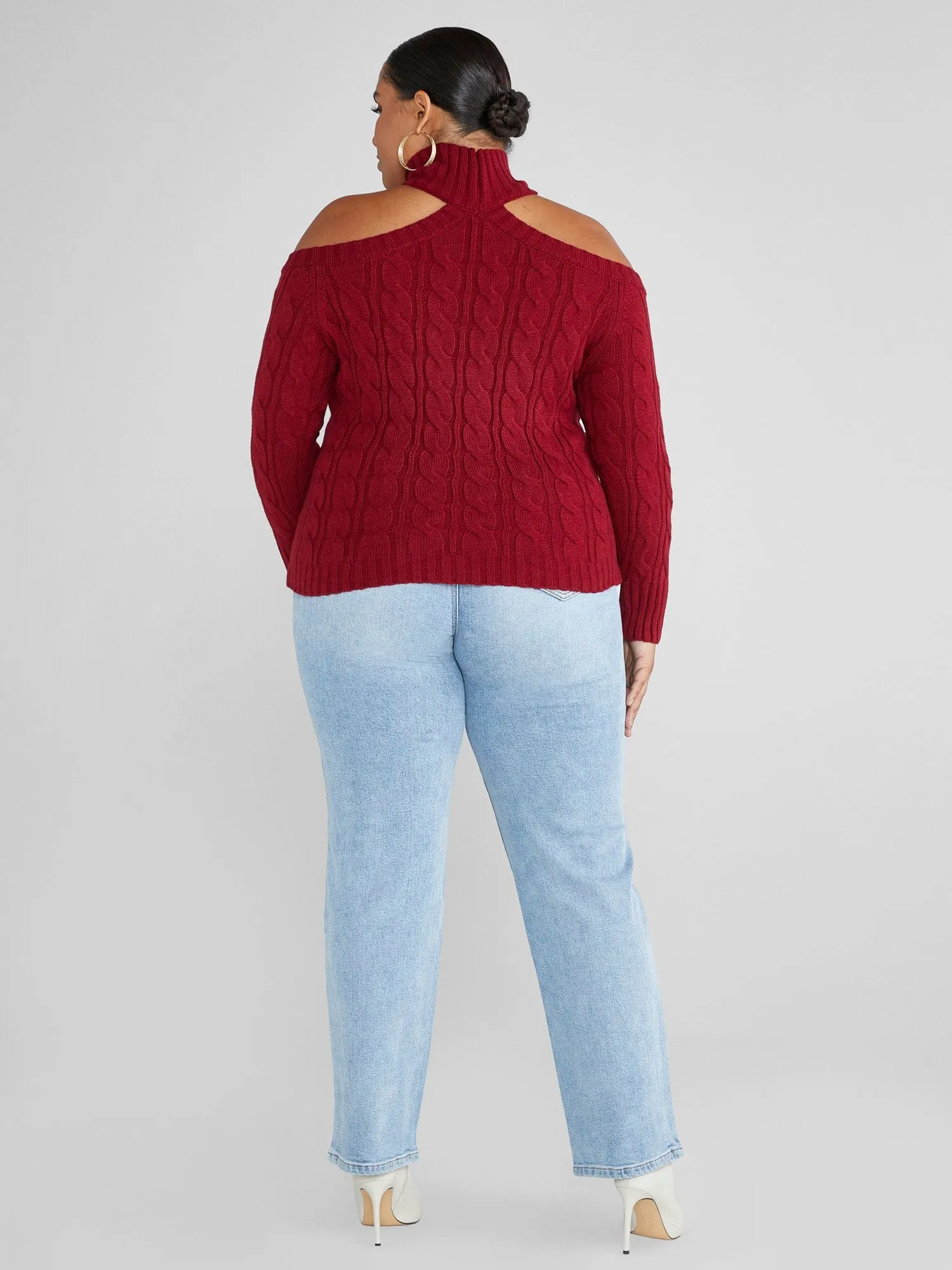 Leigh Cold Shoulder Cable Knit Sweater