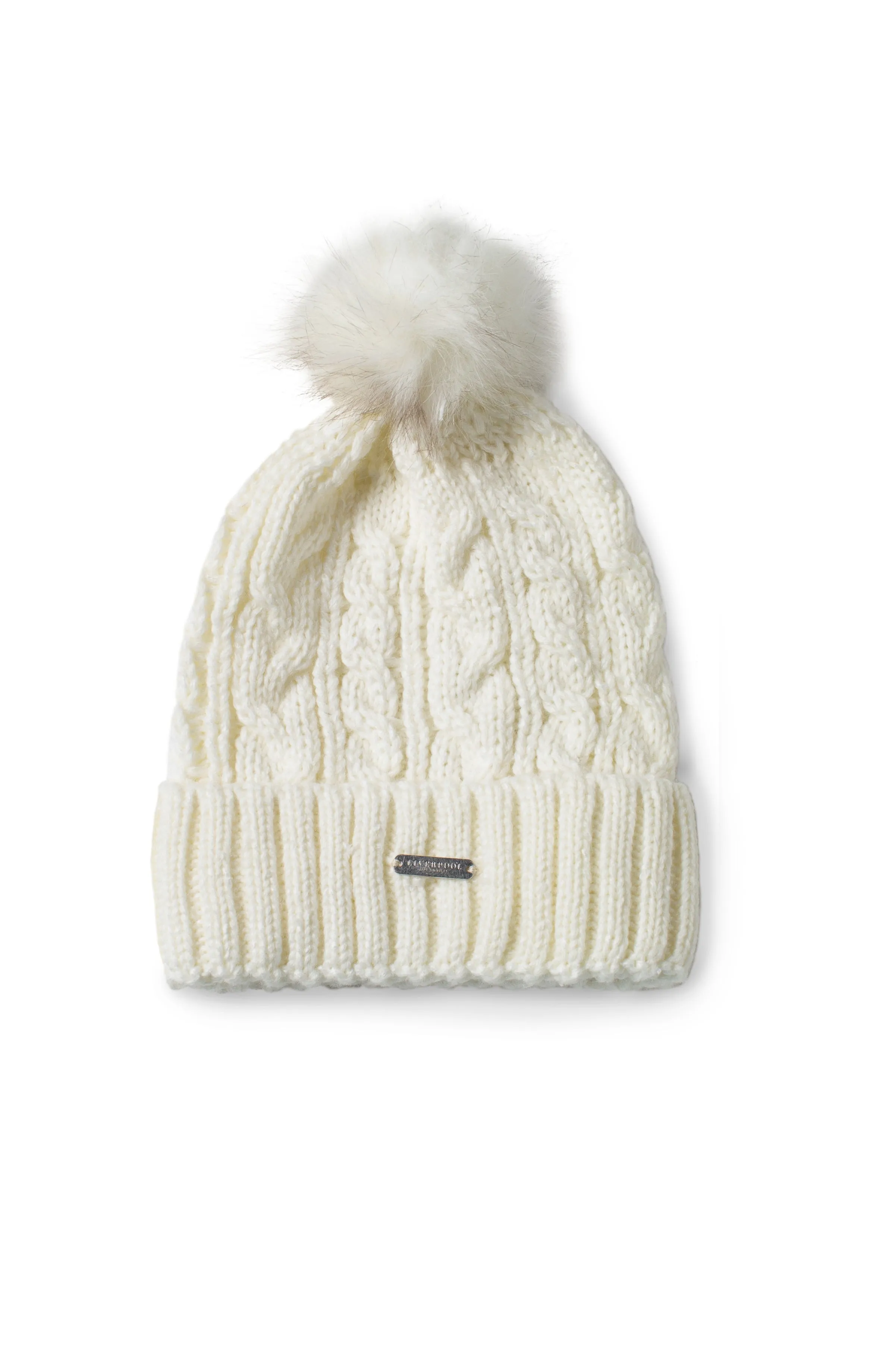 LIVERPOOL CABLE KNIT BEANIE - WHITE