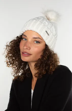 LIVERPOOL CABLE KNIT BEANIE - WHITE