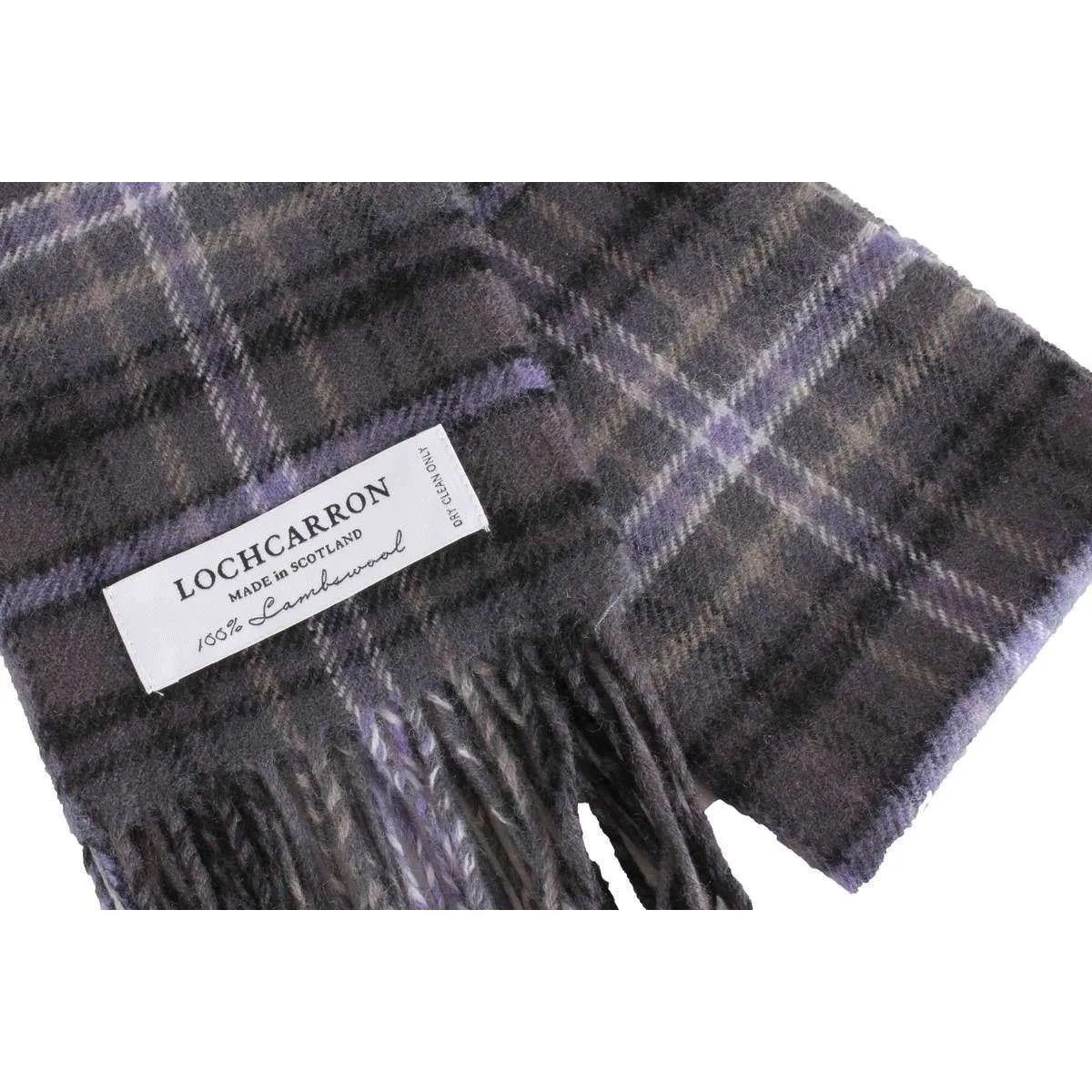 Locharron of Scotland Bowhill Scotland Forever Antique Lambswool Scarf - Grey/Purple