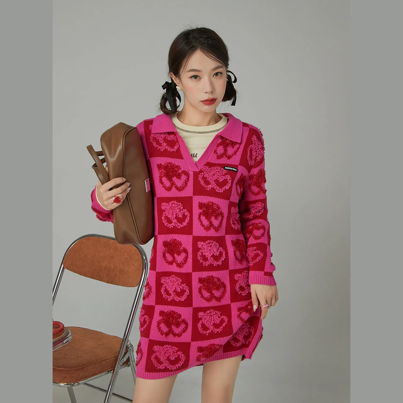 Love In Space Open Collar Knit Dress