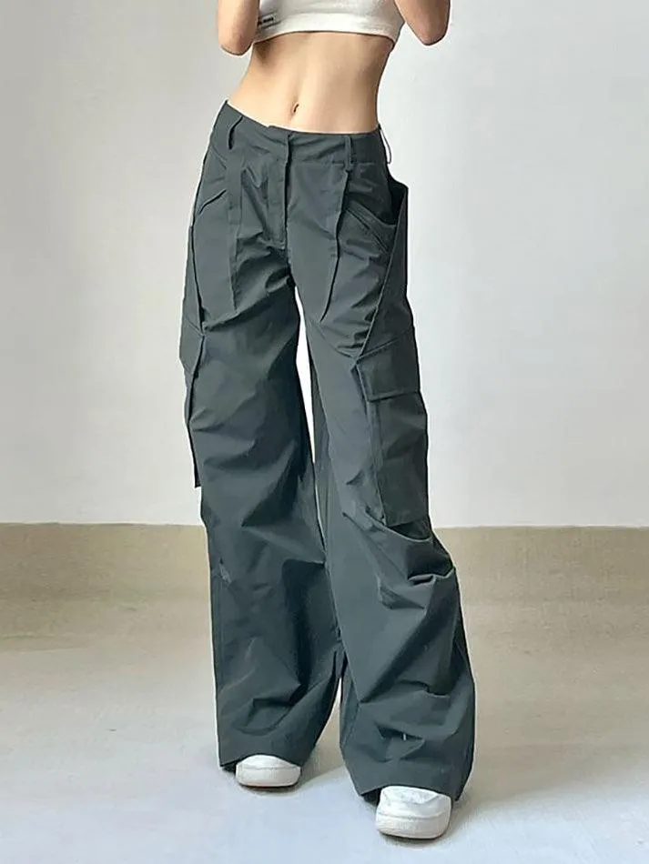 Low Waist Wide Leg Cargo Pants