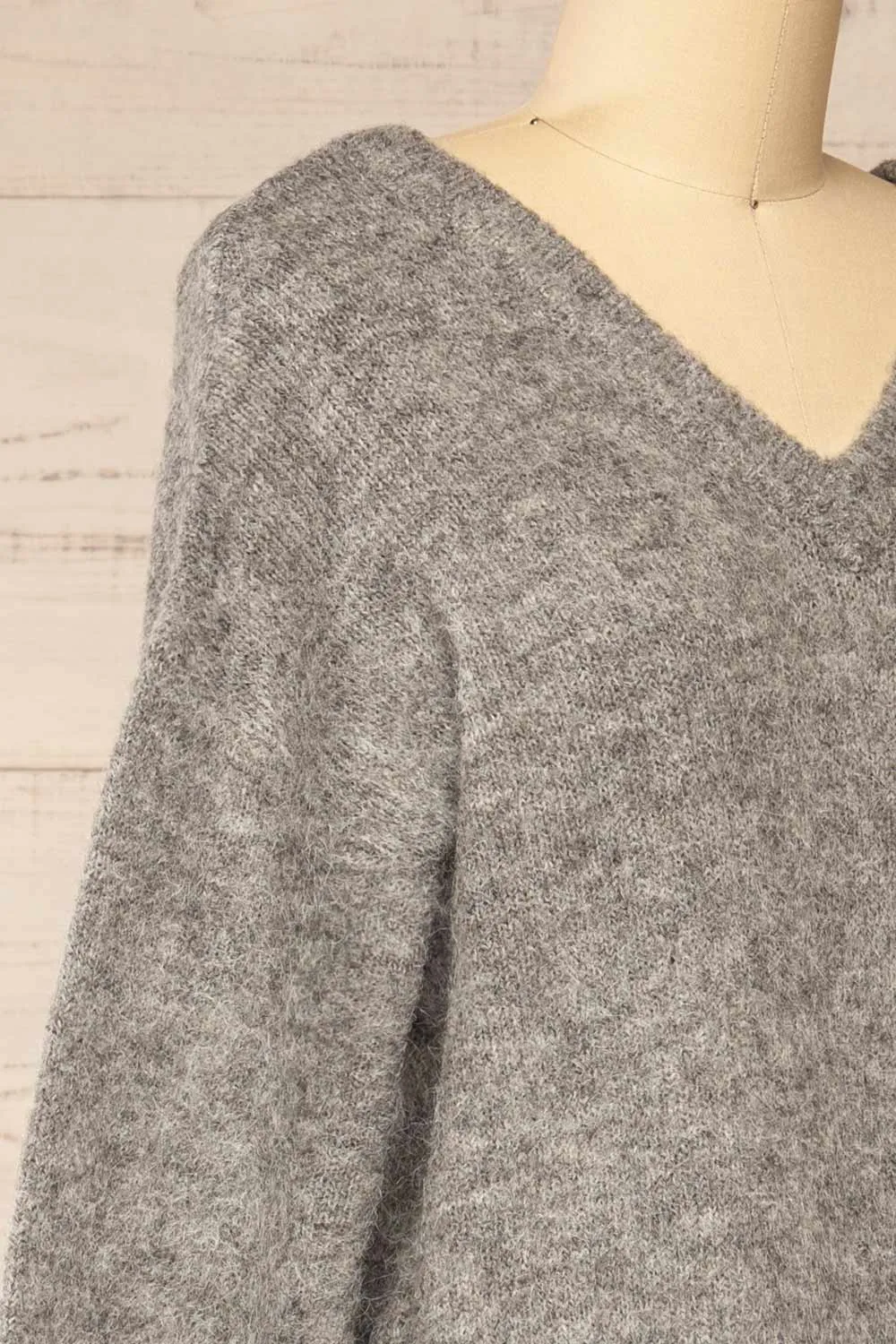 Lucienne | Grey Midi Fuzzy Knit Dress