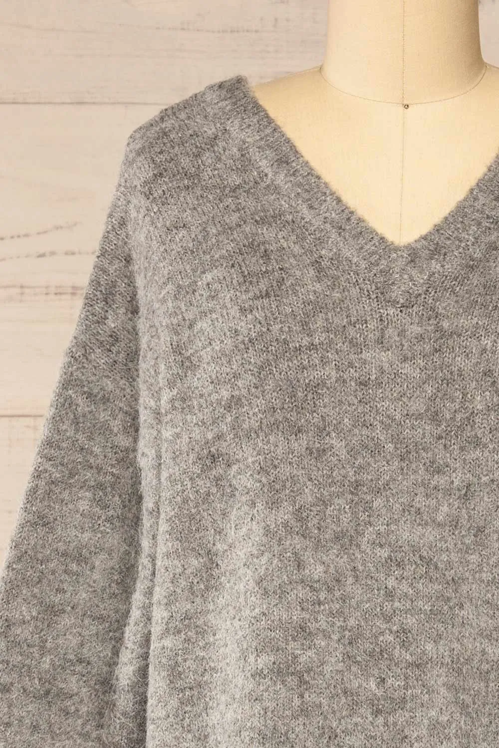 Lucienne | Grey Midi Fuzzy Knit Dress