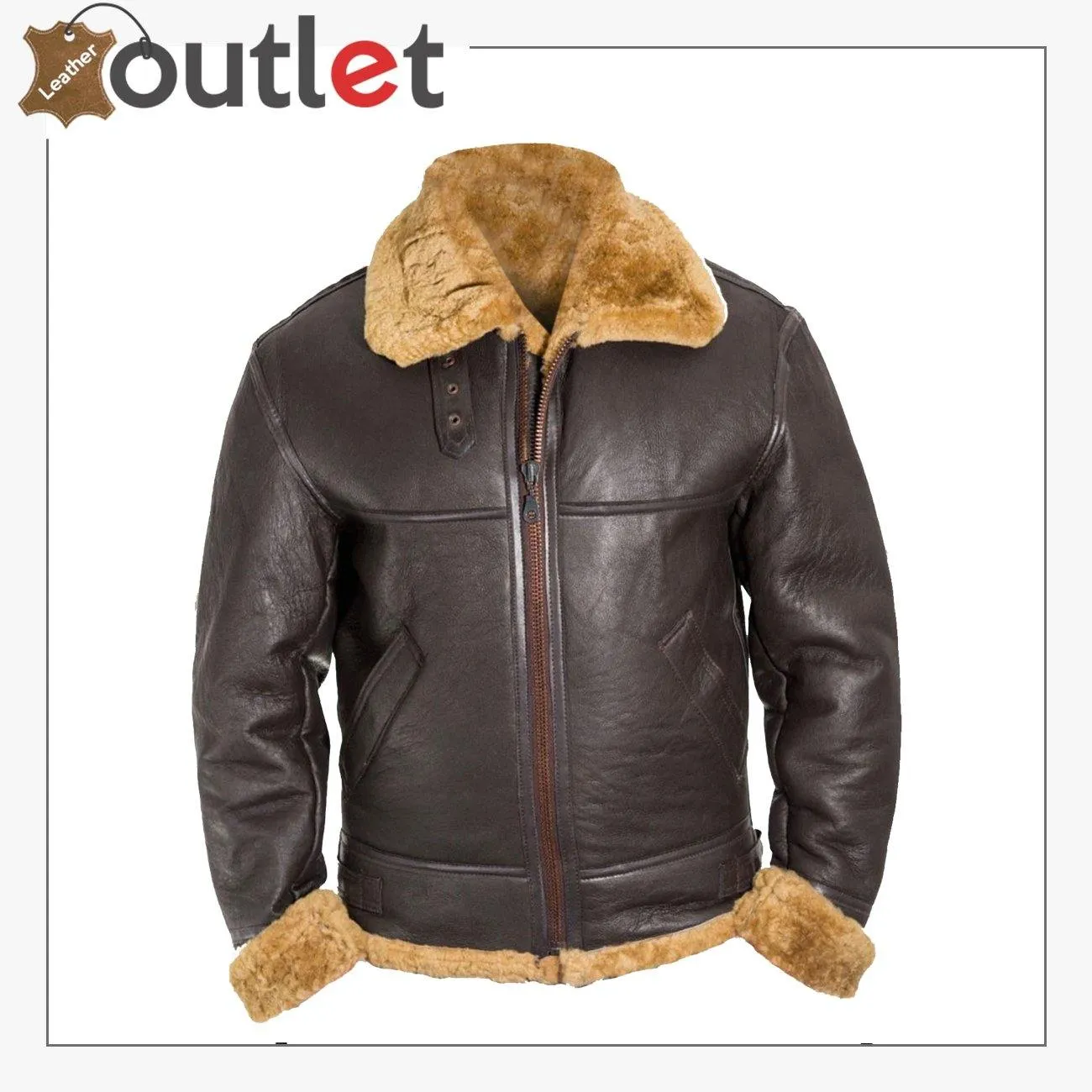 Men B3 Bomber Raf Leather Shearling Jacket