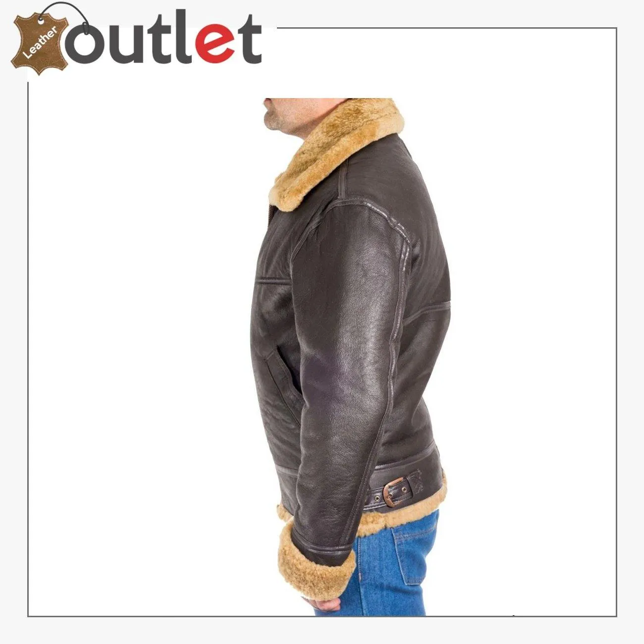 Men B3 Bomber Raf Leather Shearling Jacket