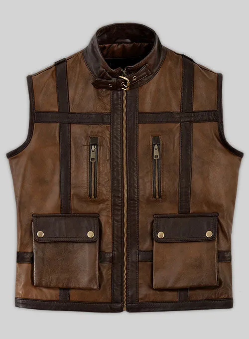 Men’s Camel Brown Leather Biker Vest