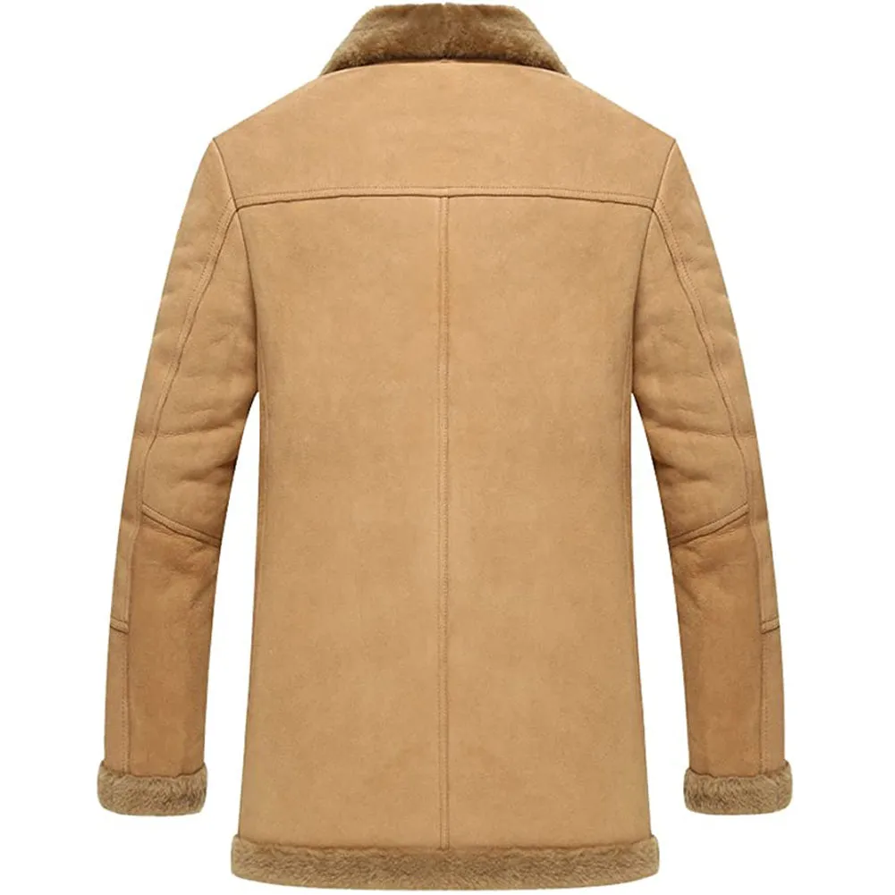 Men's Fashion Shearling Coat Genuine Sheepskin Jacket